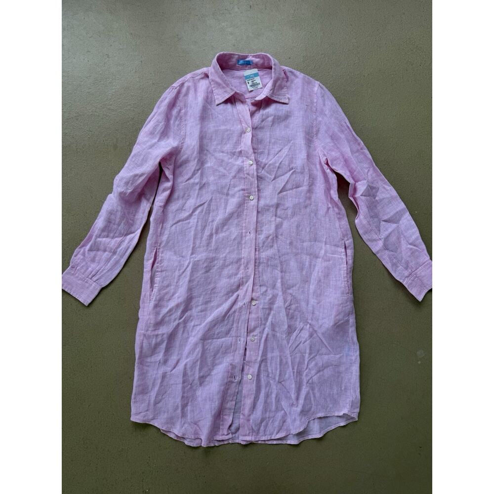 J. Mclaughlin Pink Long-Sleeve Button-Up Shirt Dress (Size Small)